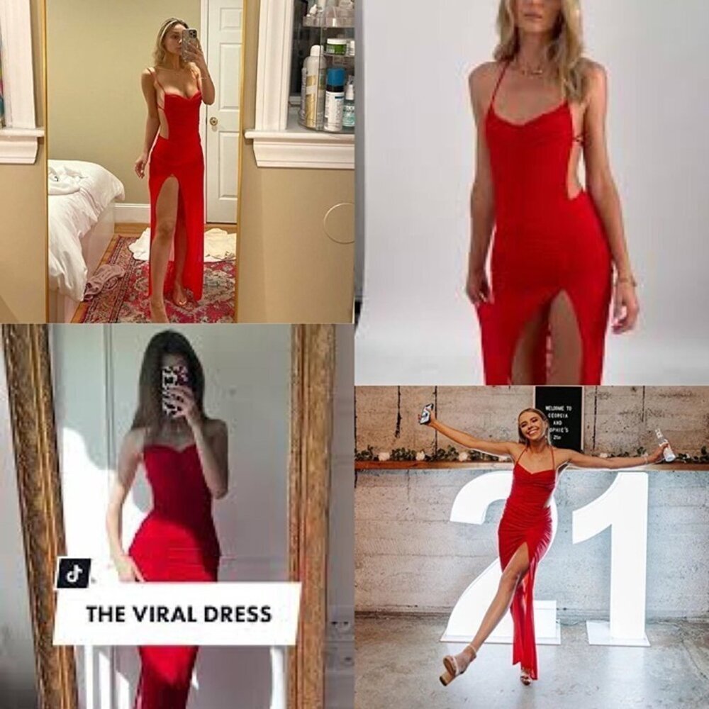 Michael Costello xRevolve Follie Gown in Red - Picture 2 of 12